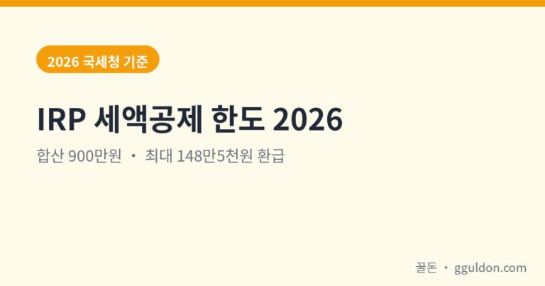 IRP 세액공제 한도 2026 — 900만원 넣고 최대 148만원 돌려받기