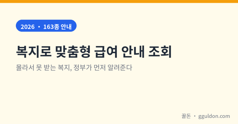복지로 맞춤형 급여 안내 조회 방법 2026 — 복지멤버십 가입하면 163종을 알아서 알려준다