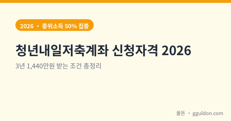 청년내일저축계좌 신청자격 2026 — 3년 1,440만원 받는 조건 총정리